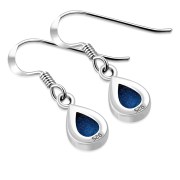 Synthetic Azure Opal Drop Sterling Silver Earrings, e404
